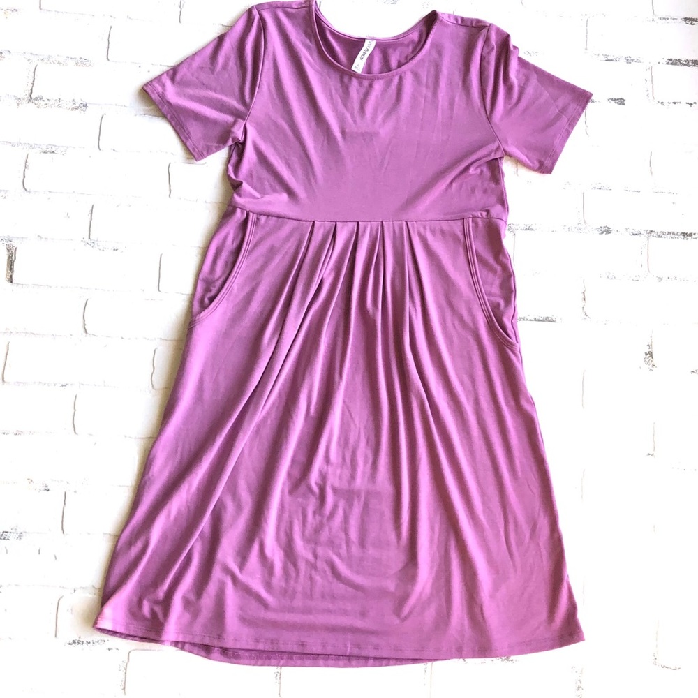 NWT Zenana Premium L Violet Dress With Pockets